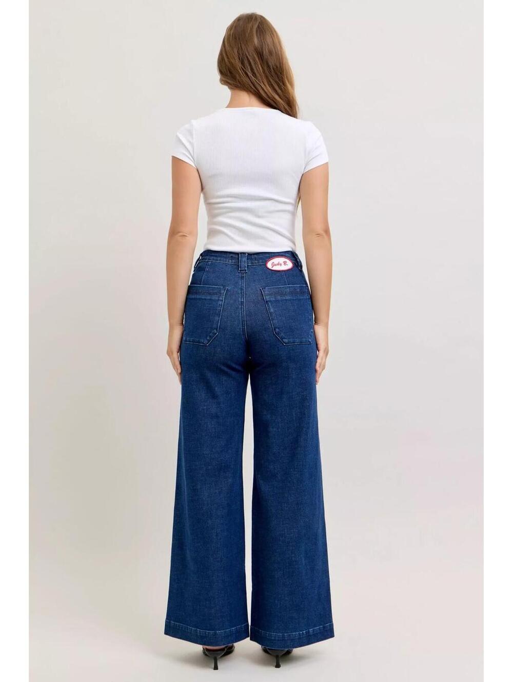 Judy Blue High-Waisted Retro Wide Jeans with Patch Pkts & Twisted Seams - Picture 8 of 10